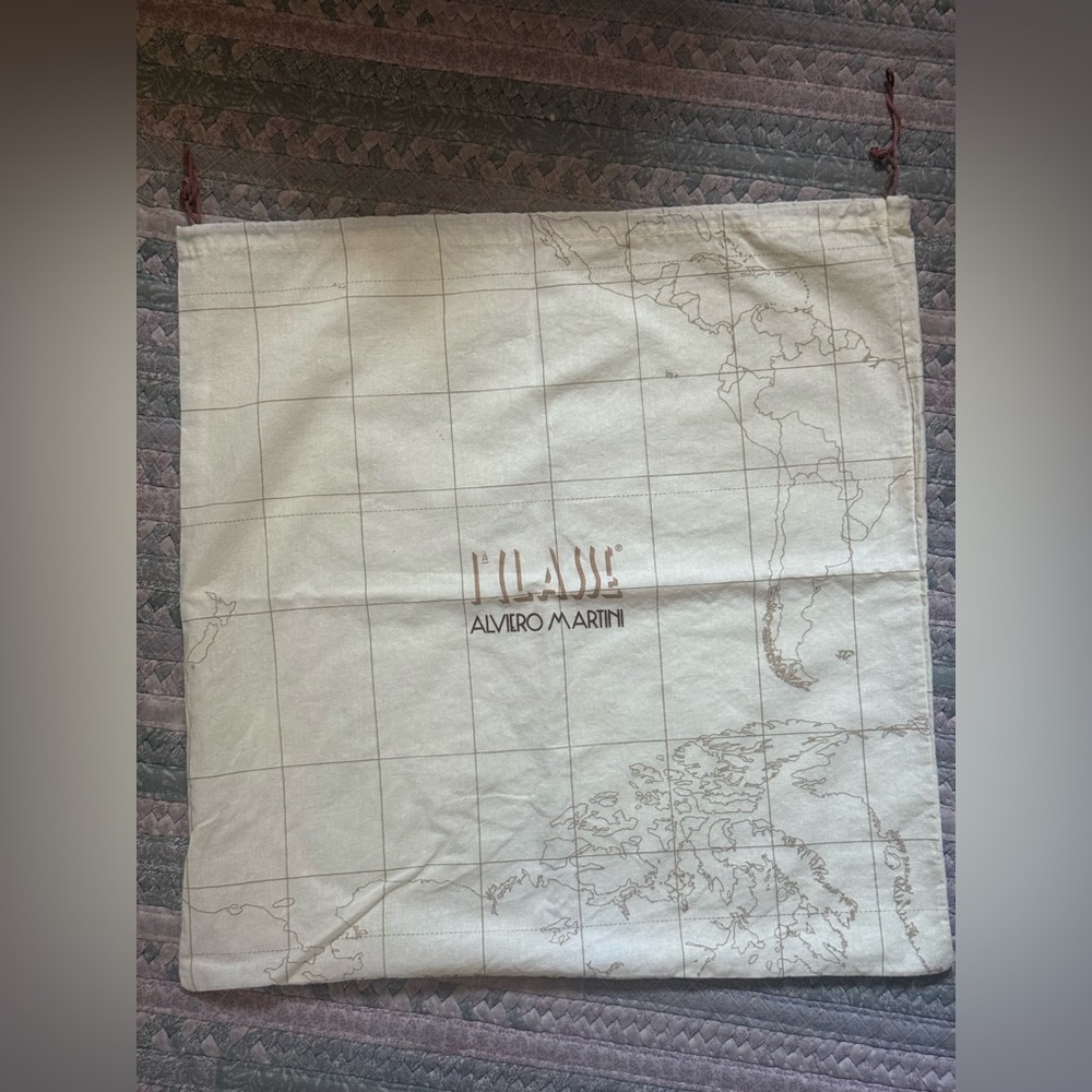 Alviero Martini 1a Classe Dust Bag Map Print Drawstring Cotton Storage Bag 18x18